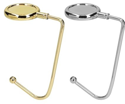 kwmobile 2X Tisch Handtaschenhalter Haken - Antirutsch Taschenhaken Halterung Handtaschen - Taschenaufhänger Halter in Gold Silber