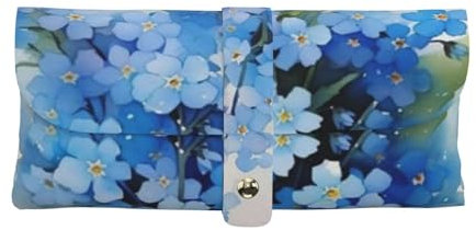 KemEng Aquarell Vergissmeinnicht Blumen, Weiche Brillentasche, kratzfeste Brillenhülle, tragbares Brillenetui, Sonnenbrillenetui aus Pu-Leder