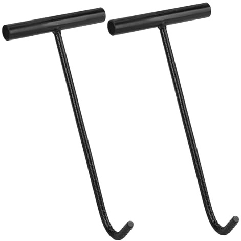 QWORK® 2er Set 30cm Kanaldeckelheber, Schachthaken für Kanaldeckel - Stabile T Griffe, Korrosionsschutz
