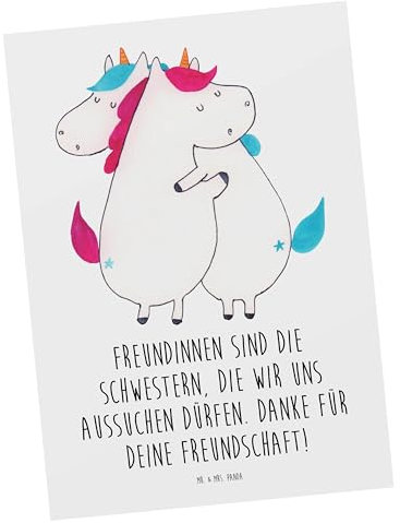 Mr. & Mrs. Panda Postkarte Freundinnen Schwestern - Geschenk, Bedanken, Aufmerksamkeit, Danke sagen, Unterstützung, Freundschaft, Ansichtskarten, Dankeschön, Grußkarte, Freundin, Dankbarkeit