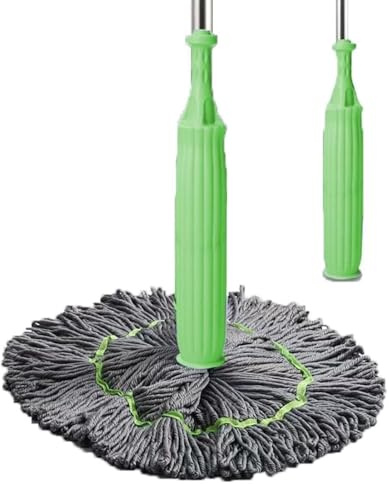 2 in1 Dehydrated Mop, ø 50cm Mikrofaser Wischmopp, Selbstauswringender Wischmopp für Bodenreinigung, 360° Drehgelenk Mopp mit Auswringfunktion, Nass-Trockennutzung Bodenwischer für Fliesen und Laminat