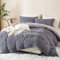 Freyamy Plüsch Bettwäsche 135x200cm Grau Flauschig Kunstfell Winterbettwäsche Warme Flanell Fleece Deckenbezug Samt Biber Cashmere Touch Bettbezug mit Reißverschluss und 1 Kissenbezug 80x80cm