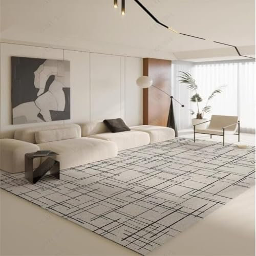 RUGMRZ Teppich Draussen Outdoor Weich Schwarze Linie dekorativ grau großer Wohnzimmer Schlafzimmer Kissen langlebig Mädchen 60X120CM