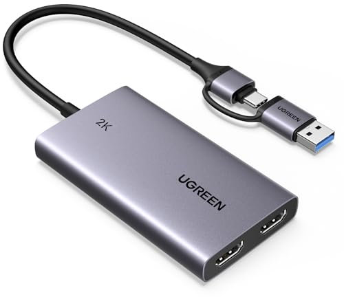 UGREEN Video Capture Card und 4K Loop Out, HDMI auf USB 3.1 Gen 1 Video Capture Card mit 2K 30Hz Aufnahme, für DSLR,Switch,PS4,PS5, Windows8.1/10/11, MacOS, Linux, Live-Streaming und Aufzeichnung