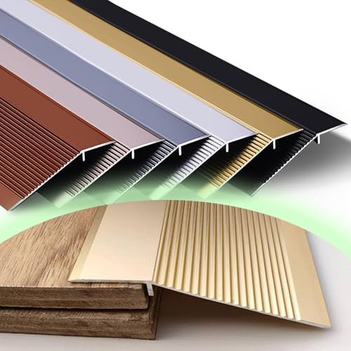 HAEKEBC 10cm Breite Türschwellenrampe, Ausgleichsprofil Aus Aluminium, Höhe Zwischen 1-4.5cm Übergangsprofil Für Laminat Fliesen Vinylböden(Gold,120cm/48in)