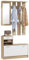 HOMCOM Set Mobili Ingresso Moderno con Scarpiera e Specchio, Appendiabiti da Ingresso con 6 Ganci, 2 Ripiani Regolabili e Cassetti in Legno per Corridoio, 90x24x177 cm, Bianco e Quercia