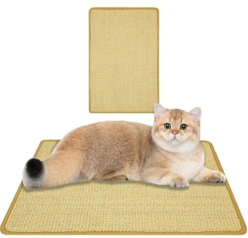 1 Stück Sisal Teppich Katzen Kratzbrett Wand, Wiederverwendbar kratzteppich Katze, Sisalmatte fur Katzen mit Klettverschlus, widerstandsfähig Katzenmöbel Fußmatte (40x60 cm)