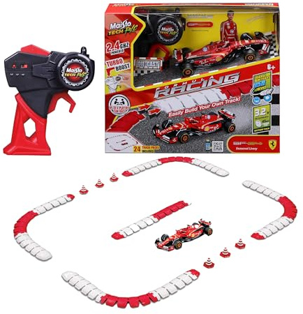 MAISTO TECH RC Formula Racing Ferrari SF-24#16 Charles Leclerc, Auto Radiocomandata in Diecast in Scala 1:41, con Tracciato, Turbo Boost, Licenza Ufficiale Ferrari, Età 6+ Anni