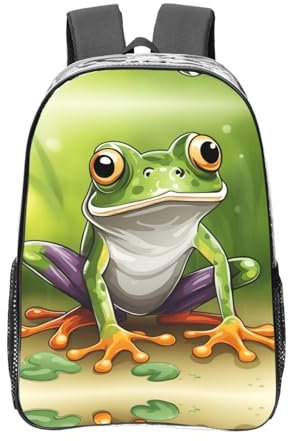 HJLUUFT Transparenter Rucksack mit Cartoon-Frosch-Druck, PVC-Kunststoff, großes Fassungsvermögen, für College-Arbeitsplatz, Transparent, Einheitsgröße