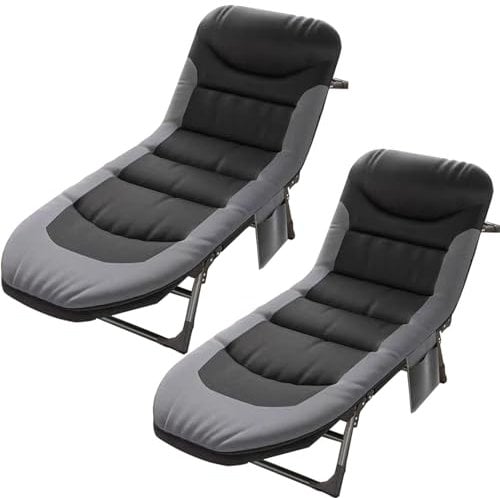 Feldbett Klappbar 190x68x30 cm Sonnenliege Klappbar Leicht Gartenliege mit Matratze Zusammenklappbar bis 300ibs | Liegestuhl | Campingbett Verstellbare | Campingliege für Balkon und Garten (Grey 2)