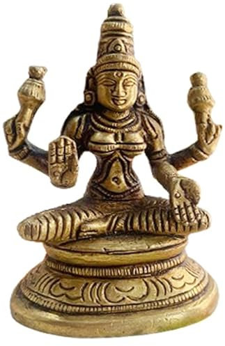 Ganesha Arts Göttin von Laxmi, 300 g, 8 cm, Messing-Idol/Statue