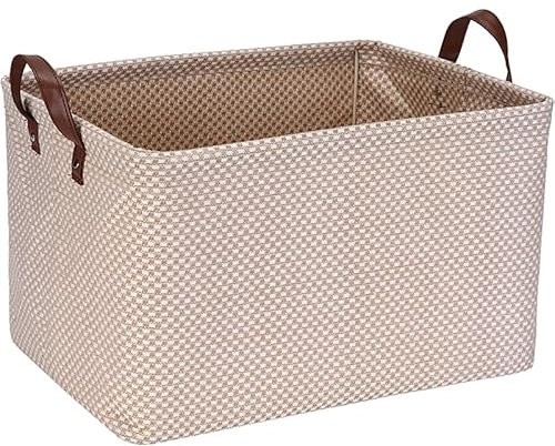 Sea Team Square Jute Storage Basket with Internal Frame Support - Structured Organizer 42x30x25cm for Shelves, Cabinets, Home Decor