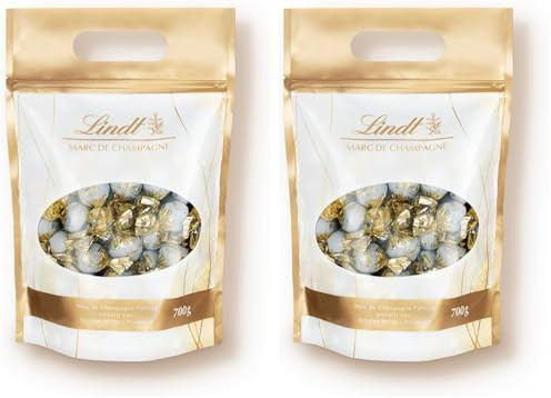 Lindt Schokolade Marc de Champagne Kugeln | 700 g | Ca. 56 Vollmilch-Schokoladen mit erlesener Füllung, alkoholhaltig | Großpackung | Pralinengeschenk | Schokoladengeschenk (Packung mit 2)