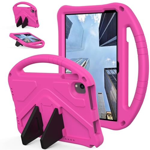 FKQLH Coque pour Urao C107/Jeazans OC101/C107 Android 14 Tablet 10,1 Pouce, EVA Léger Étui Poignée avec Bandoulière Anti-dérapants Housse, Rose
