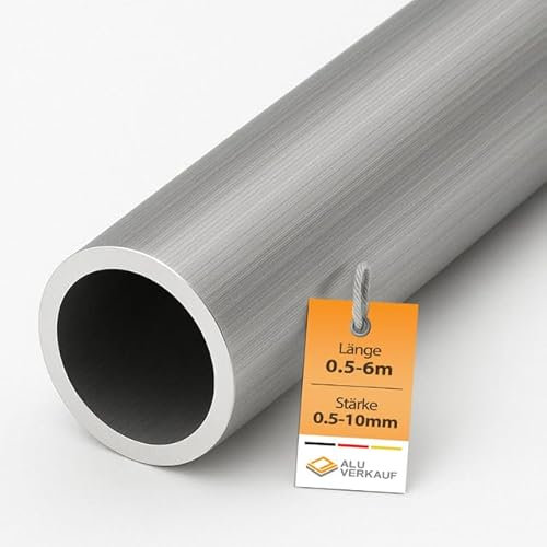 Alu-Verkauf Aluminium Rundrohr - Durchmesser 25mm - Wandstärke 2mm - Maße individuell wählbar - Präzises Alurohr für Modellbau, DIY und Werkstatt - Hochwertig & leicht - Für Heimwerker und Profis