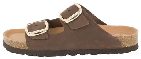 piece of mind Damen Hausschuh Comfort – Pantoletten mit Ergonomisches Kork-Latex-Fußbett, Pflanzlich Gegerbtes Nubukleder, Vibram-Sohle, Für Innen & Außen