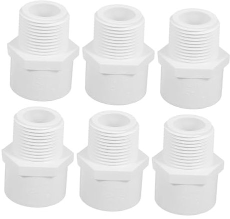 JECOMPRIS 6 Pièces Fixage Externe D'alimentation En Eau Filetage Mâle Mala Adaptateur De Tuyau Mâle Raccords De Pompe Pour Camping-car Convertisseur De Joint De Conduite D'eau Pvc Blanche
