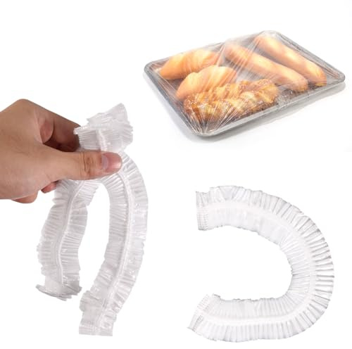 50stk Abdeckhaube Lebensmittel, 23x33cm PE-Material Wiederverwendbar Auslaufsicher Hochauflösende Transparente Elastische Frischhaltebeutel für Backbleche Gärung von Pizzateig