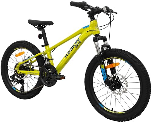 Keskin HT MTB1 20 Kinder Mountainbike – 21-Gang Shimano, 2.35 Luftreifen, Scheibenbremsen, Aluminiumrahmen, Neongrün