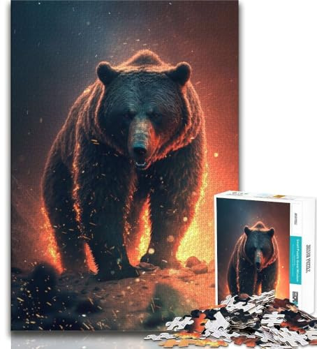 1000 Piece Jigsaw Bear in Fire 1000 Piece Jigsaw Puzzles for Adults Gifts,gifts for Friends And Family for for Age 14 (50x75cm)