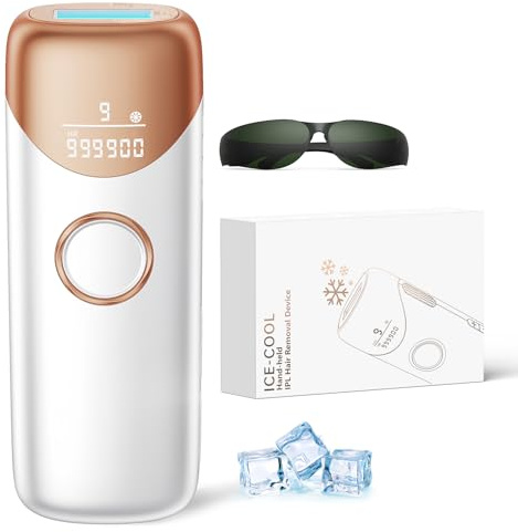 Ubroo Laser Hair Removal with 5℃ Ice Cooling,Hand-held Hair Removal Device IPL Hair Removal for Women and Men,Reduce Hair Regrowth,Full Body Use for Legs,Bikini,Armpits(Gold)