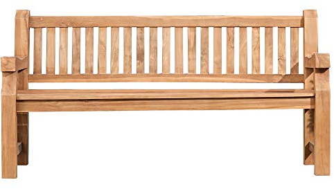 DELUKE Gartenbank Teakbank HIBAS Holz Teak 180x61x93 cm | Holzbank 180 cm Gartenbank Sitzbank Mit Lehne Wetterfest Bank Garten Terrasse