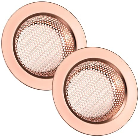 2er Set Spülbecken-Siebe 11,2cm, Edelstahl-Ablaufkorb mit 2mm Löchern for Standard-Küchenspülen und Waschbecken(Rose Gold)