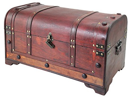 HMF 6402-154 Cofre del Tesoro antiguo con Candado | 54 x 28 x 30 cm | Grande | México
