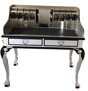 Antiker Sekretär Barock Louis Seize Renaissance Rokoko Farbe:Silber mit Schwarz Schreibtisch Schminktisch Länge102xHöhe108xBreite58cm Nr.8
