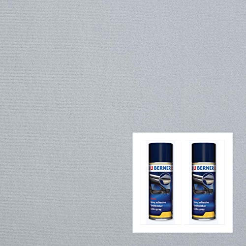 Tramatessile - Kit Tessuto Cielo Auto + 2 Colla spray per Tessuti - Tappezzeria da tetto auto compatibile con: Audi, VW, BMW, Fiat, Alfa Romeo e altri - (Grigio chiaro)