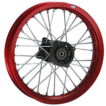 HMParts Alu Felge 14 Zoll hinten Rot Eloxiert Typ 2 Geeignet für fast alle Modelle mit 12 mm Achse Dirt Bike, Pit Bike, XMOTOS, MotoCross (Rot)
