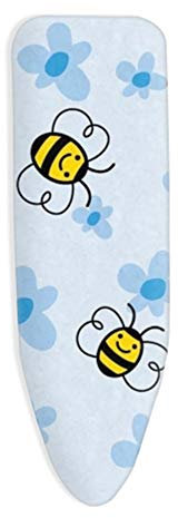 ZJBKX Ironing Board Cover with Extra Thick Padding, Suitable for all Large Ironing Boards, Blue Flower Bee, 130x45cm