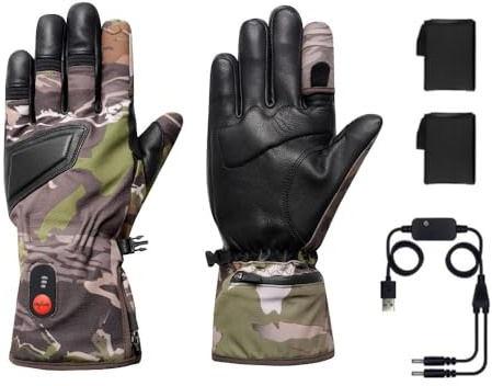 G-HEAT - Gants de Chasse Chauffants Approche - Mixtes - Doigtier Amovible - Résistants - Bonne préhension - Coupe-Vent - Etanches. Fournis avec 1 Paire de Batteries et câble de Recharge