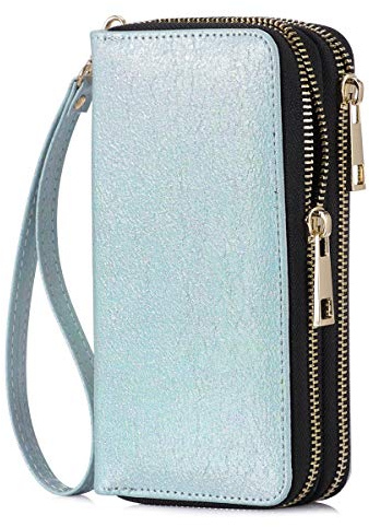 Lunga Clutch Portafoglio Donna Doppia Cerniera Portamonete Borsa Cellulare