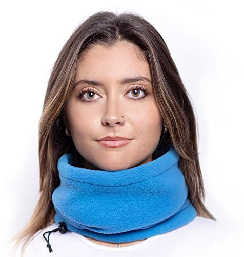 Karl Loven Tour de Cou Homme Femme Unisex Polaire Cache-Cou col Nez Hiver masque écharpe Tube Chaud épais ski cyclisme vélo moto Sport Bonnet Snow Bandeau Coupe-Vent élastique (Bleu Ciel)