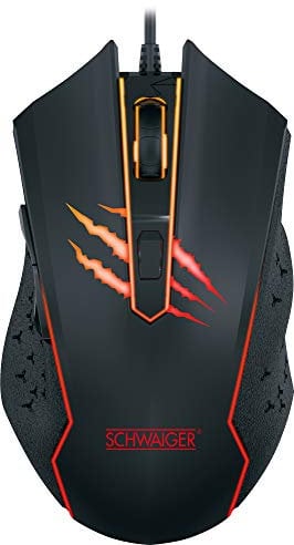 SCHWAIGER GM3000 ratón Gaming Ordenador PC ratón Gaming Accesorios 6 Botones iluminación RGB con Cable ergonómico Negro Rojo