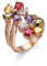ANAZOZ Bague Femme Plaqué Or Cocktail Fleur Zircone Multicolore Femme Scintillant Rose Taille 54.5