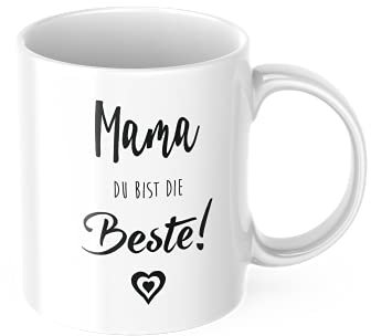 STEMPEL-FABRIK Keramiktasse Schwarz mit Aufdruck - Mama, du bist die Beste! - Kaffeetasse mit Spruch - Bedruckte Tasse - Teetasse - Kaffeebecher - Tasse Muttertag - Geschenkidee - Muttertagsgeschenk