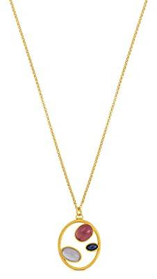 GOLDENE ALEGRIA HALSKETTE | Entworfen von Carme Fàbregas | Alegria-Kollektion | Goldene Kette mit Verlängerung, die es ermöglicht, sie länger zu machen | In Blau-, Pink- und Erdtönen