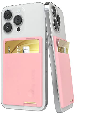 EAZY CASE Smartphone Kartenhalter aus Silikon zum aufkleben, starkhaftendes Kartenetui, selbstklebendes Kartenfach, Kreditkartenetui für Handys, Kartenhülle für Kreditkarte und EC-Karte, Rosa