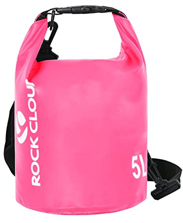 ROCK CLOUD Sacca impermeabile da 5 l, 10 l, 20 l, 30 l, 40 l, per kayak, rafting, canottaggio, spiaggia, surf, nuoto, canoa, campeggio, escursionismo, pesca, sci, rosa, L, Dry Bag