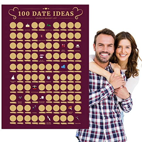 Stalf 100 Dates Scratches Off Poster, Valentinstag Ideen Ästhetisches Bild Indie Room Decor, Adventure Challenge Couple Bucket List, Fototapeten Geschenk Für Paare