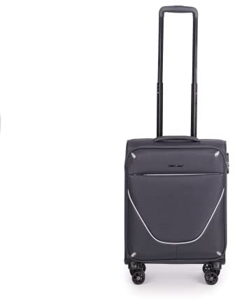 Stratic Strong Koffer Weichschale Reisekoffer Trolley Rollkoffer Handgepäck, 4 Rollen, Größe S, Anthrazit