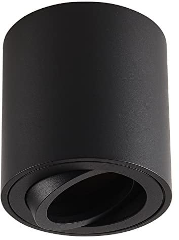 Gleonlux Foco de techo LED, GU10 focos led interior techo, Foco empotrable de superficie redonda de aluminio, focos techo ángulo ajustable Negro, Adecuado para sala de estar pasillo dormitorio