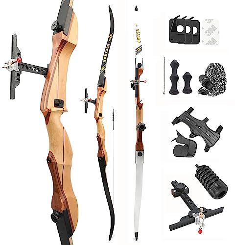 surwolf Bogenschießen Recurve Bogen 66 68 70 Bogenschießen Wettkampf Recurve Bogen 14-40 lbs Rechtshänder Langbogen Jagdbogen Bogenschießen Bogen