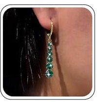 TseenYi Vintage Smaragd Baumeln Ohrring Grün Kristall Tropfen Ohrring Vintage Smaragd Tropfen Einfädler Ohrring Boho Lang Durchziehen Ohrringe Schmuck Für Frauen Und Mädchen Geschenke