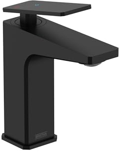 Bristan Delgado Bathroom Taps, Square Black Basin Mixer tap | DEL ES BAS BLK, Includes clicker waste, Eco Start, Bathroom sink taps, Matching bath taps available, Lifetime Cover
