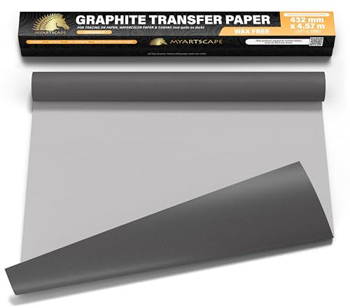 MyArtscape Graphit-Transferpapierrolle, wachsfrei, 43,2 cm x 4,6 m Transferpapierrolle, Graphitpapier, präzises Kohlepapier, ideal als Transparentpapier zum Zeichnen