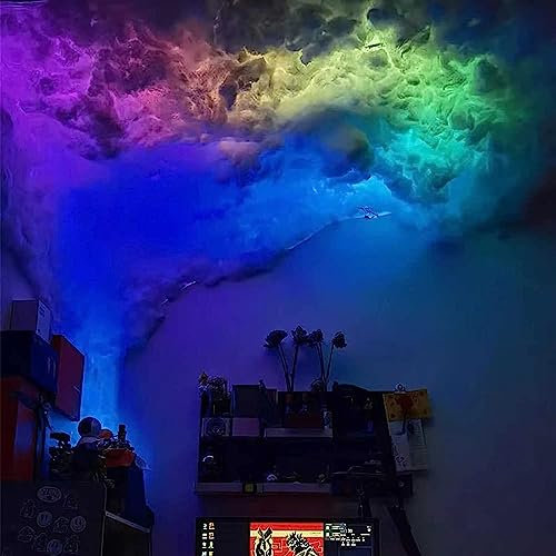 Bubinblau 5M LED Cloud Light, 3D LED Cloud Lights for Ceiling, Fluffy Ceiling Cloud Night Lamp, Bedroom Cloud Light, Christmas Halloween Decoration, for Gaming Room, Bar, Party, Bedroom