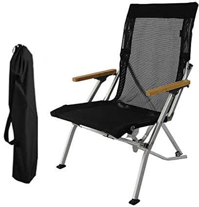 TEmkin Klappbarer Campingstuhl mit hoher Rückenlehne, tragbare Outdoor-Klappstühle mit Armlehne und Aufbewahrungstasche, lässiger Strandstuhl zum Wandern und Angeln